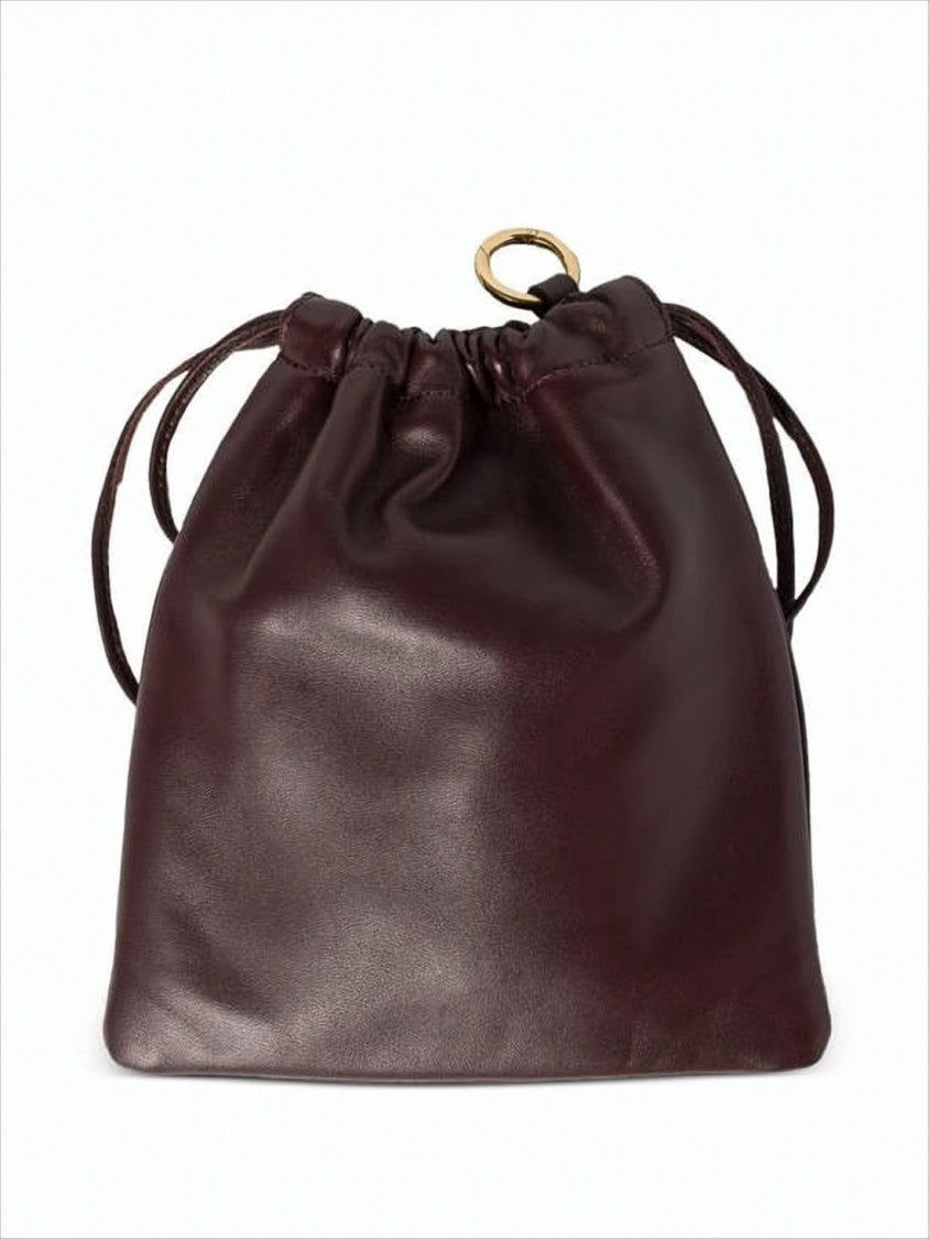 Miu Miu Burgundy Lambskin Clutch With Drawstring Closure