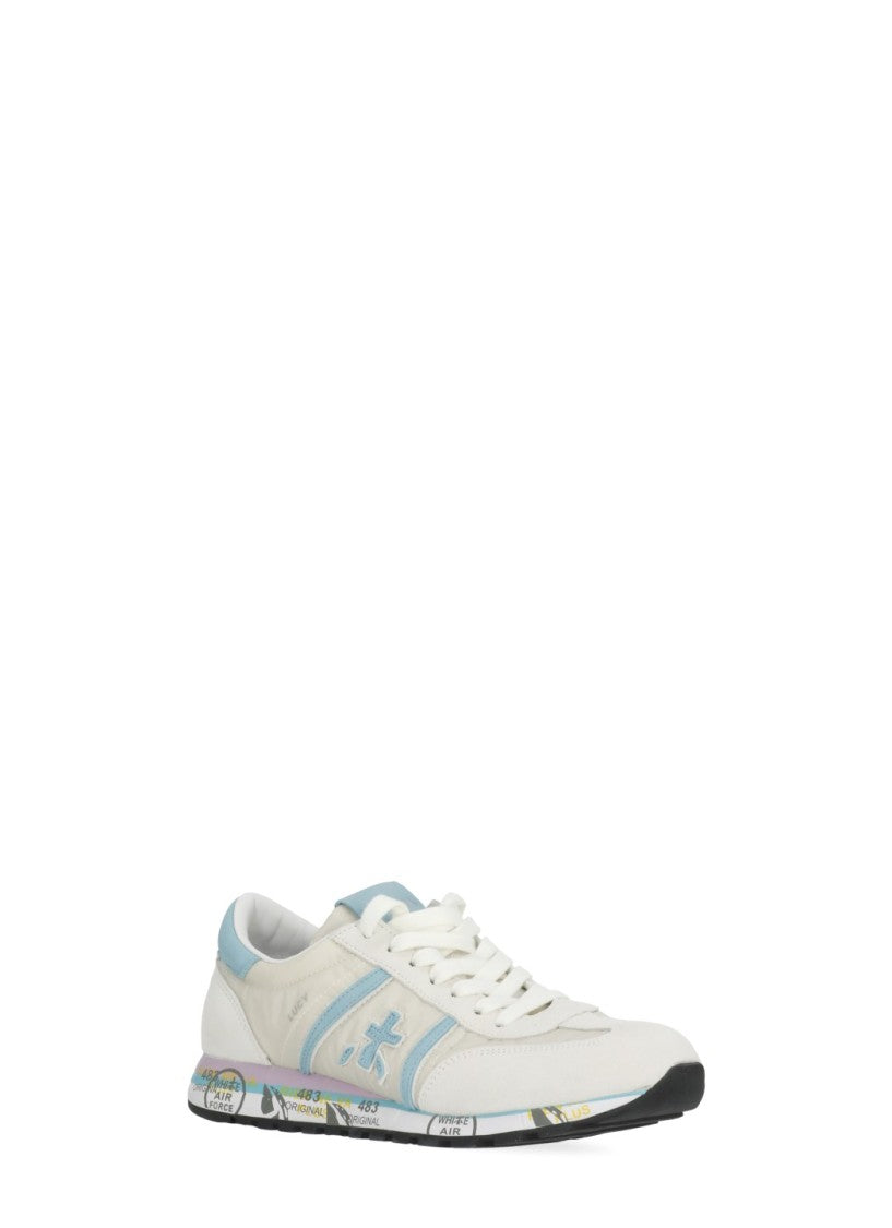 Premiata White Lucyd 0.1 8143 Suede-Blend Sneakers