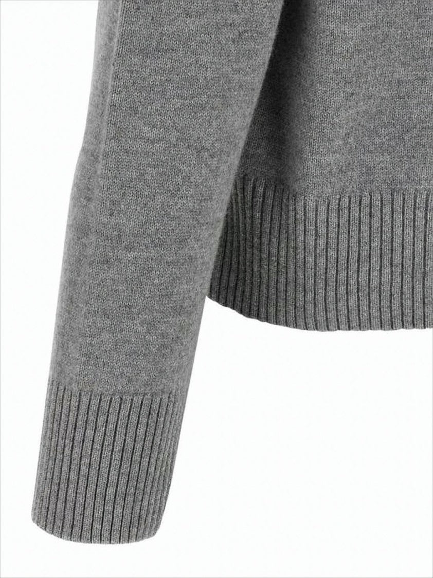 Ami Paris Soft Knitted Turtleneck Sweater With Ribbed Details