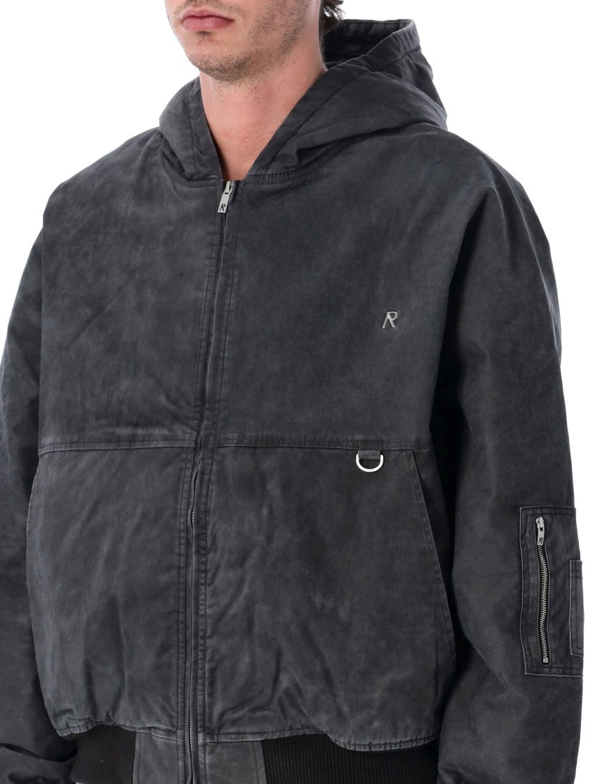 Represent Washed Black Curved Sleeve Bomber Jacket