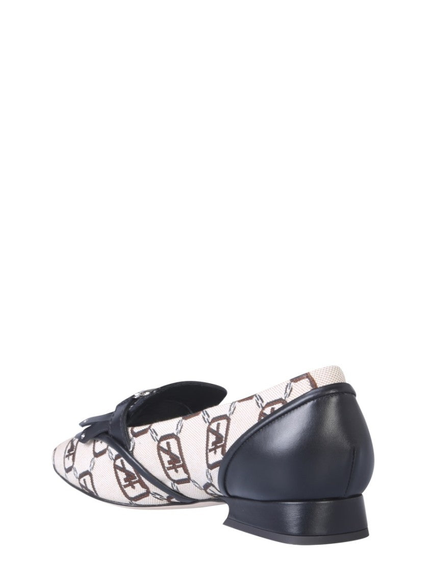 Alberta Ferretti Logo-Patterned Moccasins With Fringed Strap