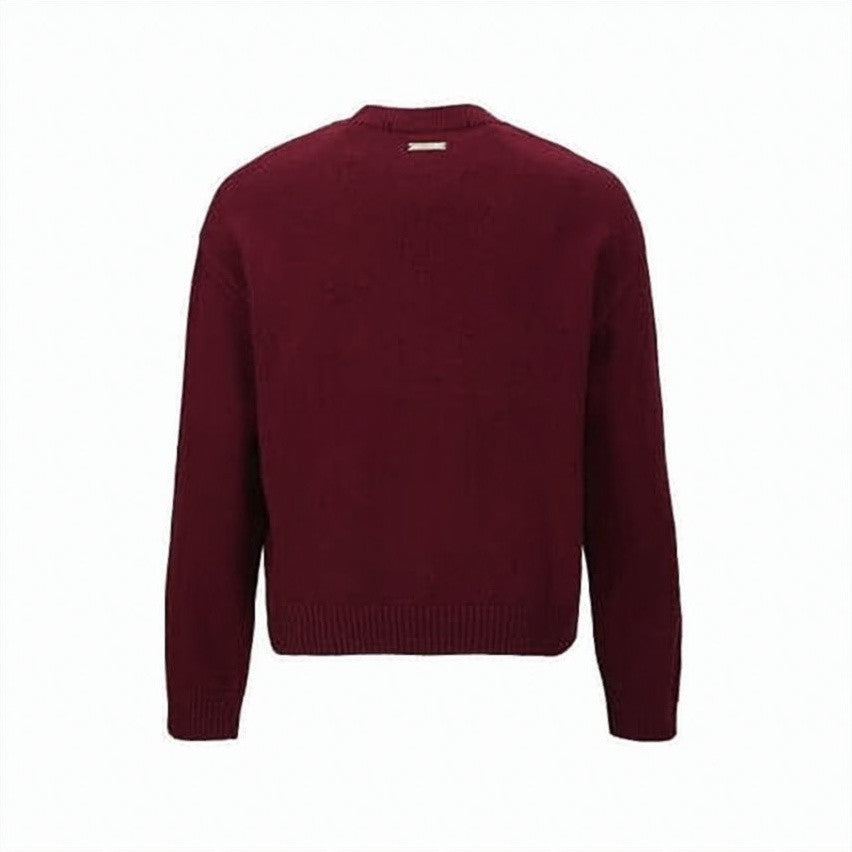 Andersson Bell Burgundy Knit Sweater With Contrasting Floral Logo