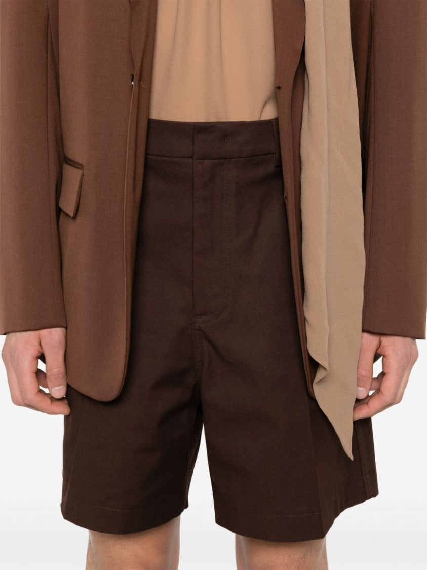 Valentino Garavani Chocolate Brown Cotton Blend Shorts