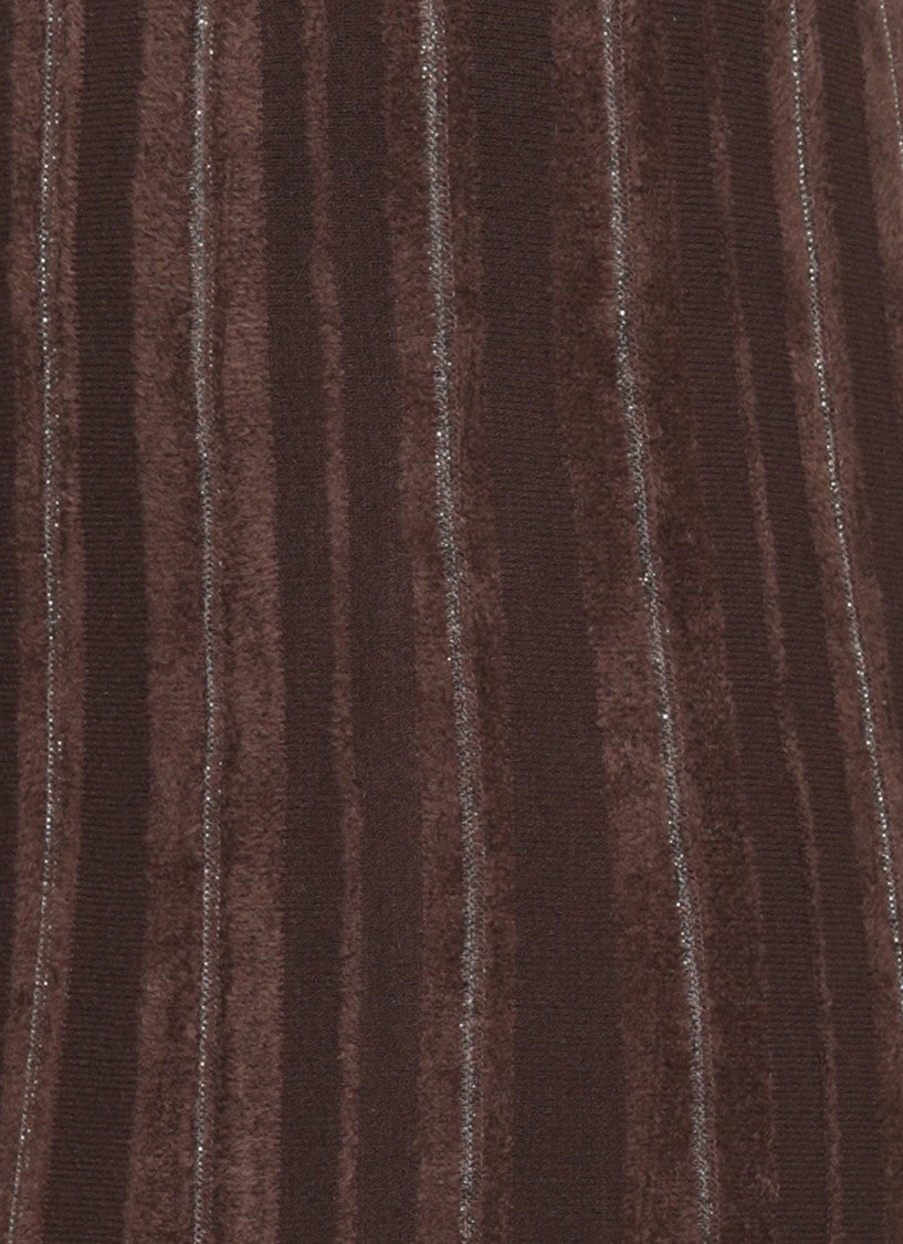 D. Exterior Brown Lurex Stripes Viscose Wide-Leg Pants