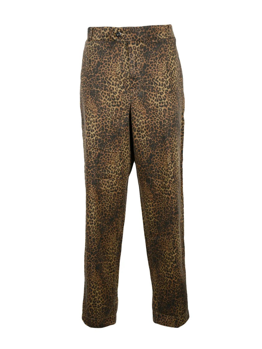 Mcw 3.2 Tapered Worker Trousers With Leopard Print And Functional Pockets