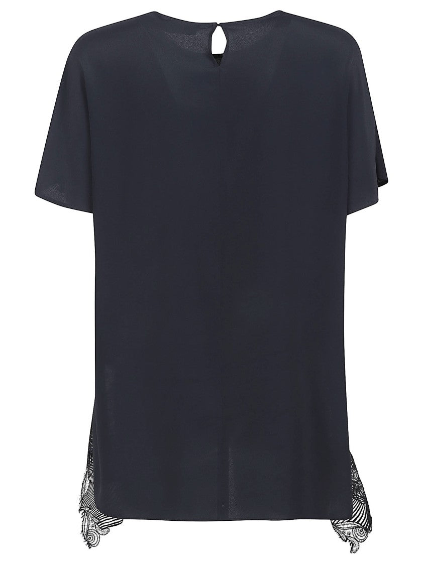 Fabiana Filippi Short-Sleeved Top With Delicate Lace Trim