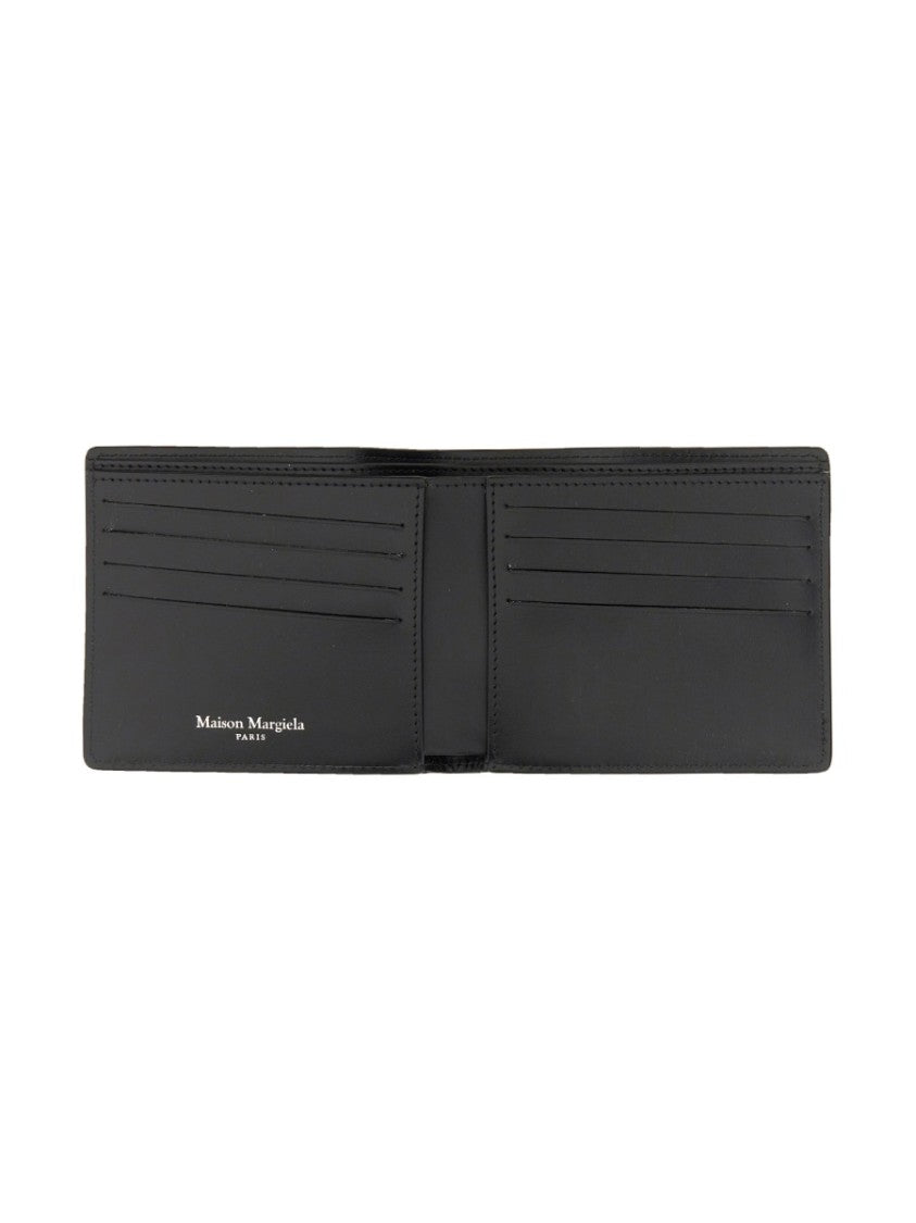 Maison Margiela Black Leather Textured Stitch Wallet