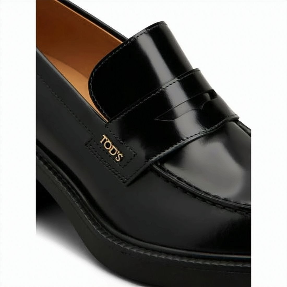 Tod's Polished Leather Penny Loafers With Block Heel