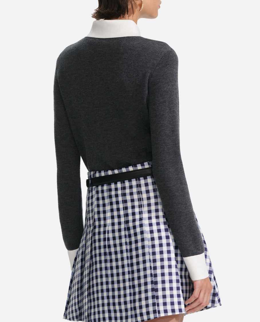 Self-Portrait Grey Contrast Collar Cardigan