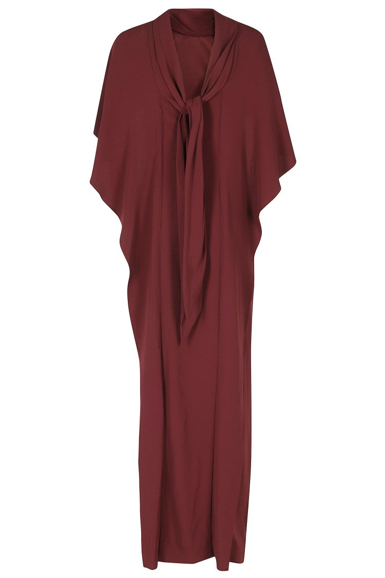 Alberta Ferretti Red Enver Satin Pleated Belted Viscose Dress