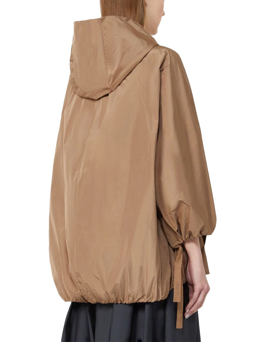 Max Mara Loose-Fit Brown Jacket With High Collar And Hood