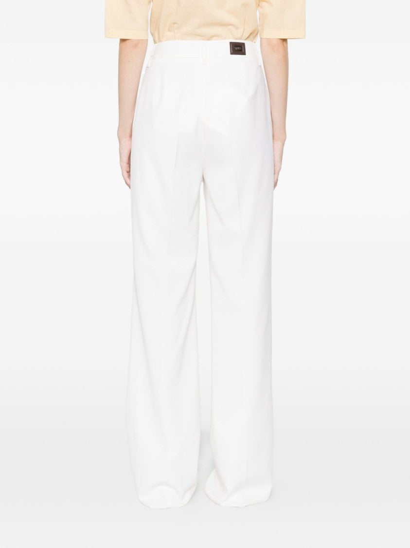 Max Mara Straight Cut Pure Wool Gabardine Trousers