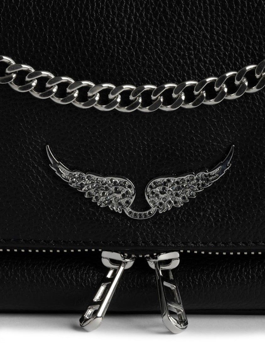 Zadig & Voltaire Rectangular Textured Clutch Bag With Silver Hardware