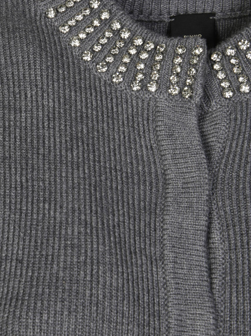 Pinko Spezzino Cardigan With Rhinestone Collar