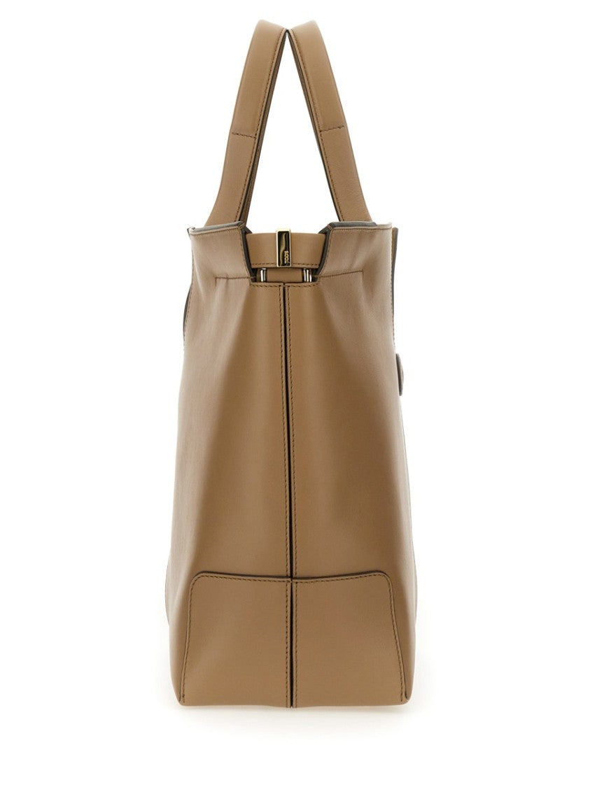 Tod's Structured Brown Calfskin Shoulder Bag