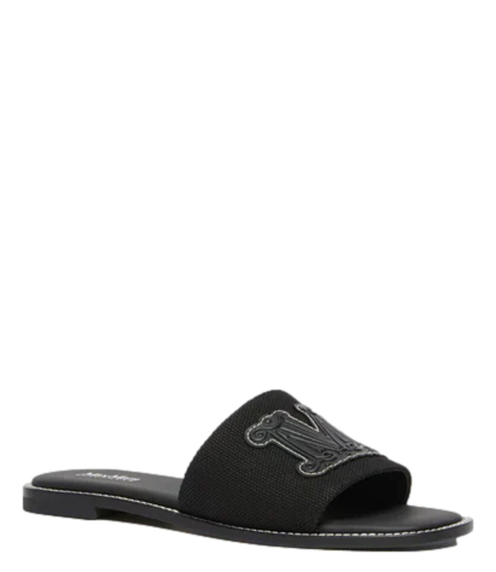 Max Mara Black Cotton Blend Sandal Slides