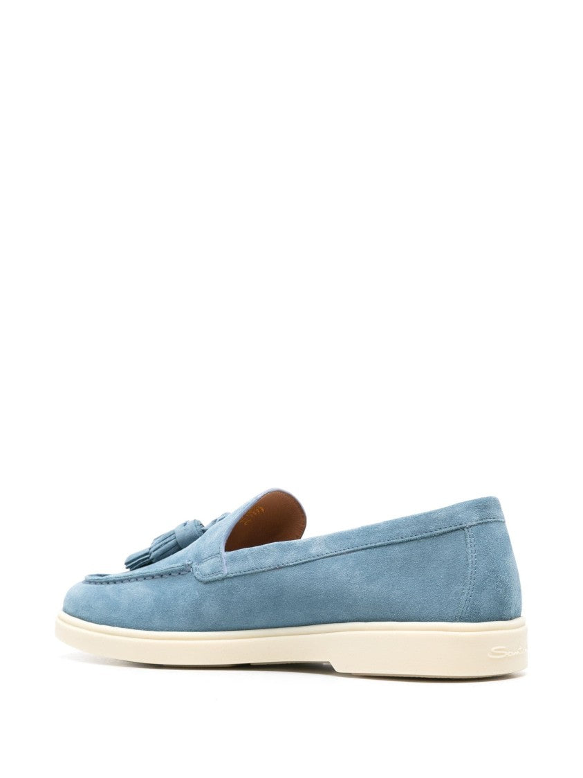 Santoni Blue Suede Loafers