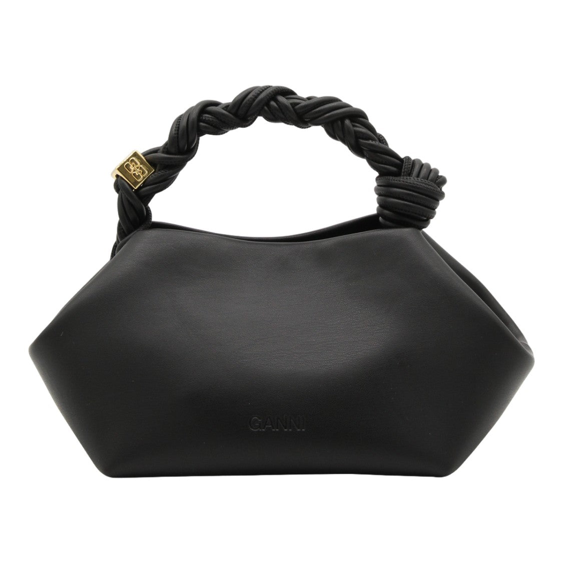Ganni Geometric Black Handbag With Twisted Handle