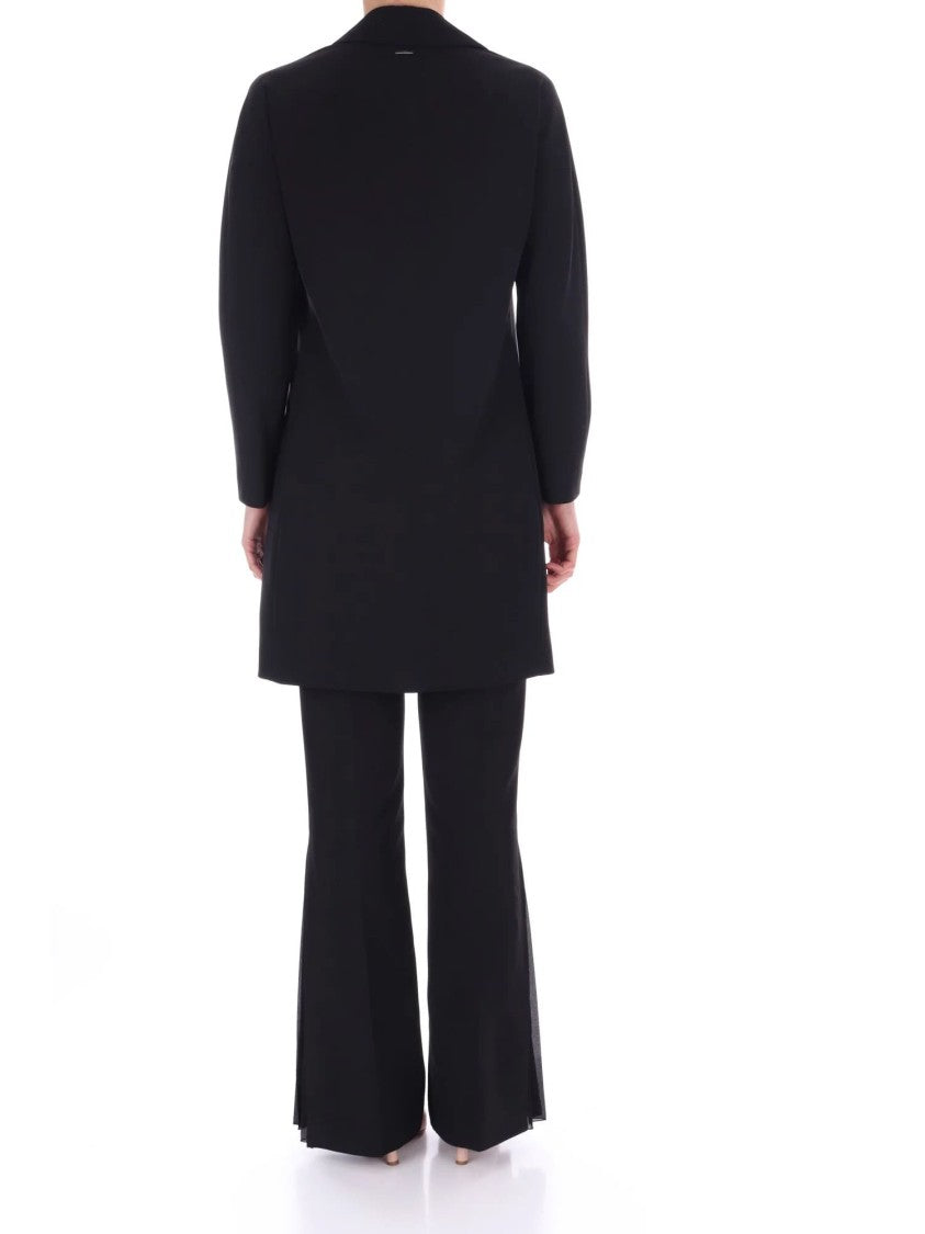 Liu Jo Straight Black Viscose Coat Flap Pockets