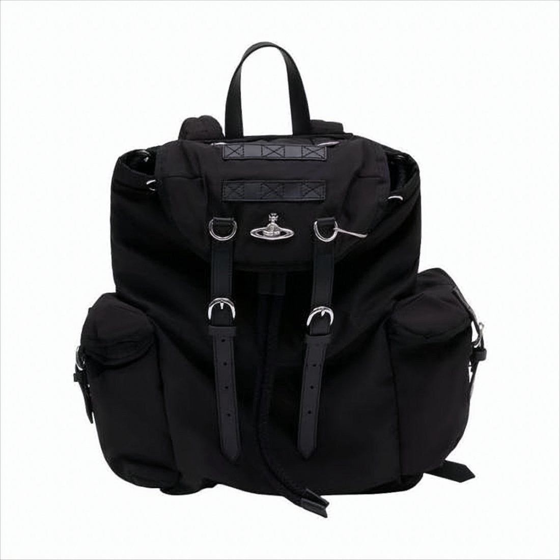 Vivienne Westwood Structured Black Backpack With Flap Top