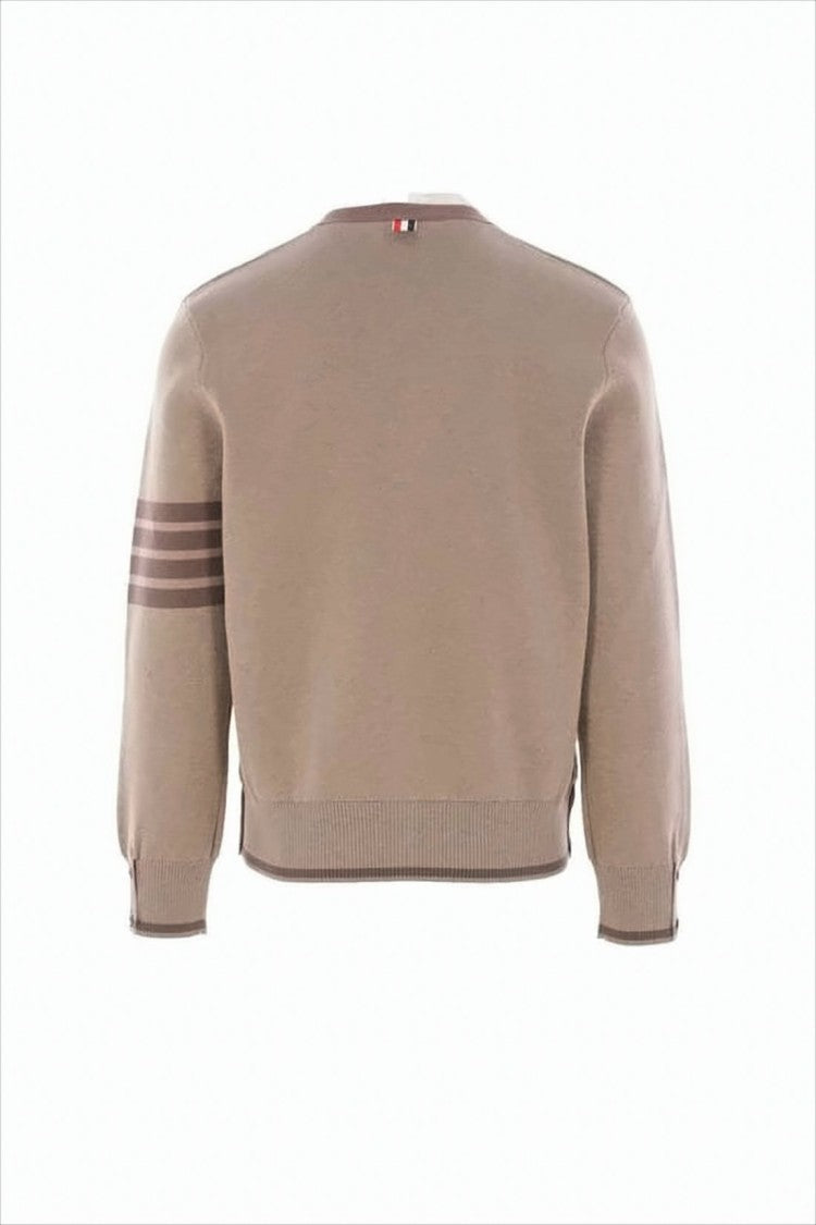 Thom Browne Cropped V-Neck Cardigan With Distinctive Stripe Detail