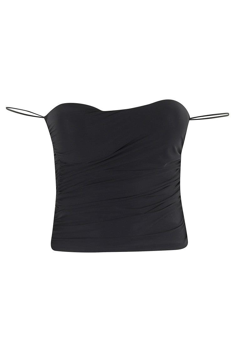 Amazuin Rosie Draped Black Bustier With Structured Cups