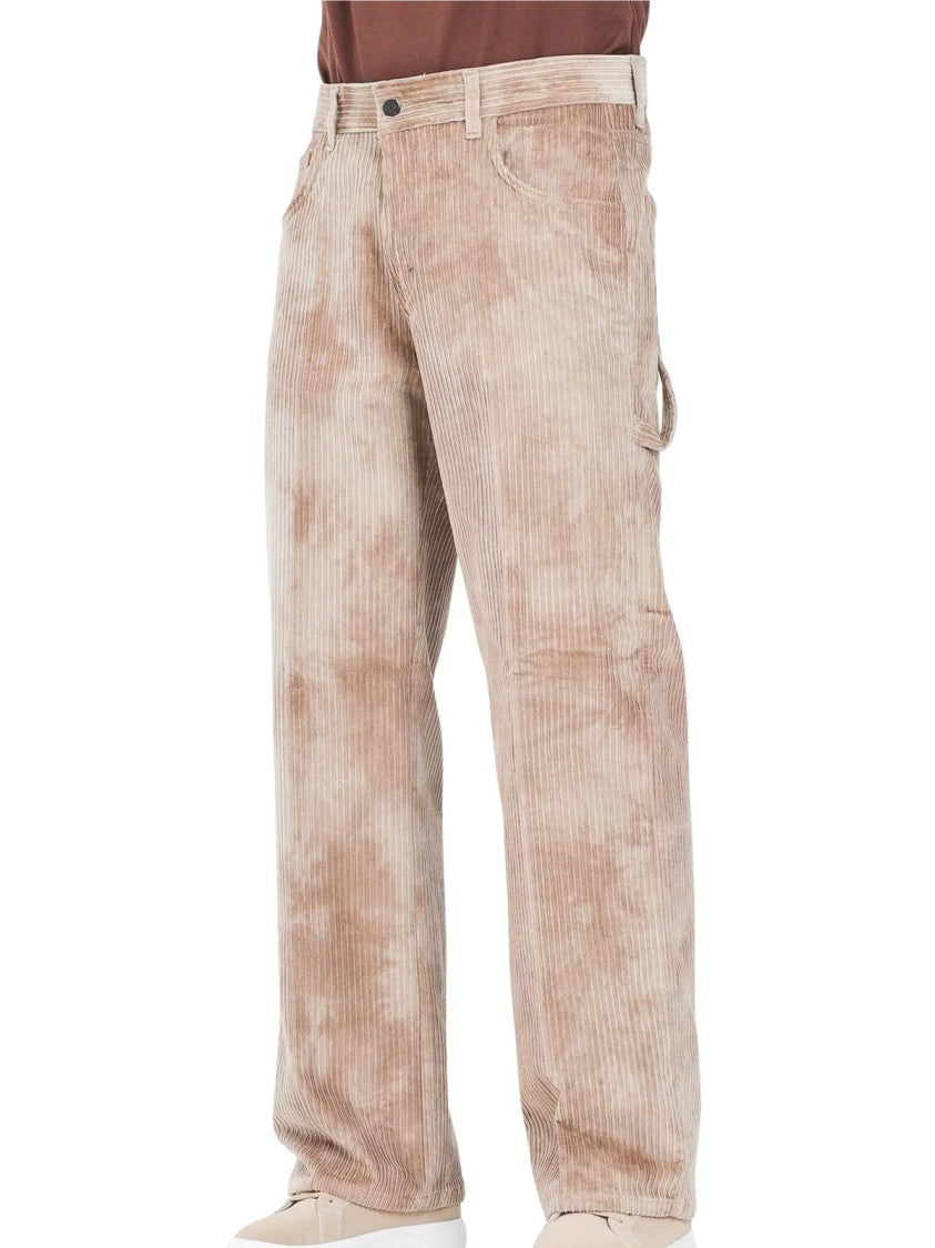 I M Brian Beige Tie-Dye Corduroy Stretch Cotton Pants