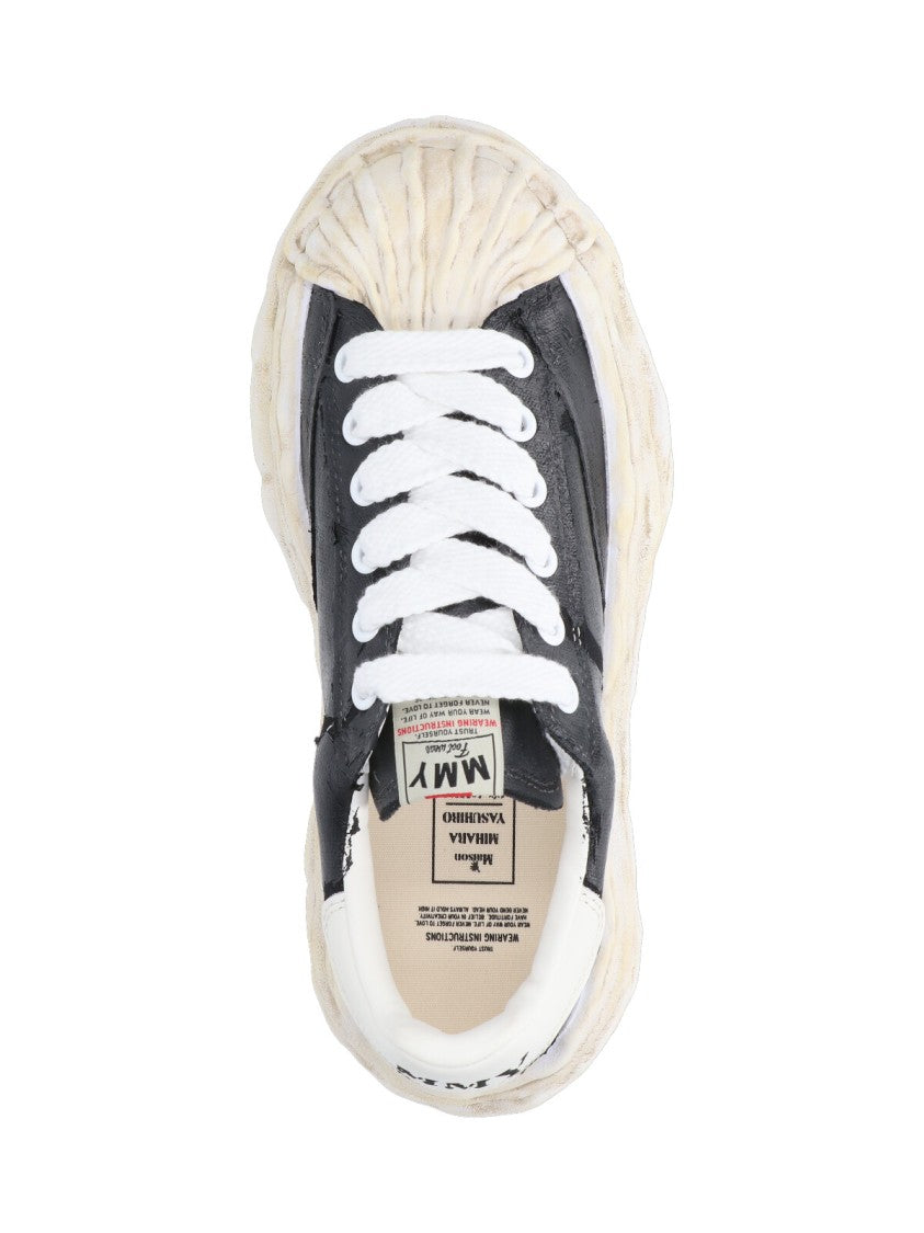 Maison Mihara Yasuhiro Artistic Black Leather Sneakers With Distressed Sole