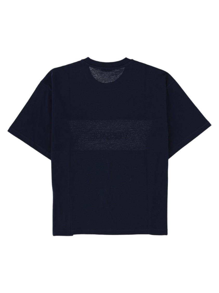 Versace Blue Logo Striped Short-Sleeve Cotton T-Shirt