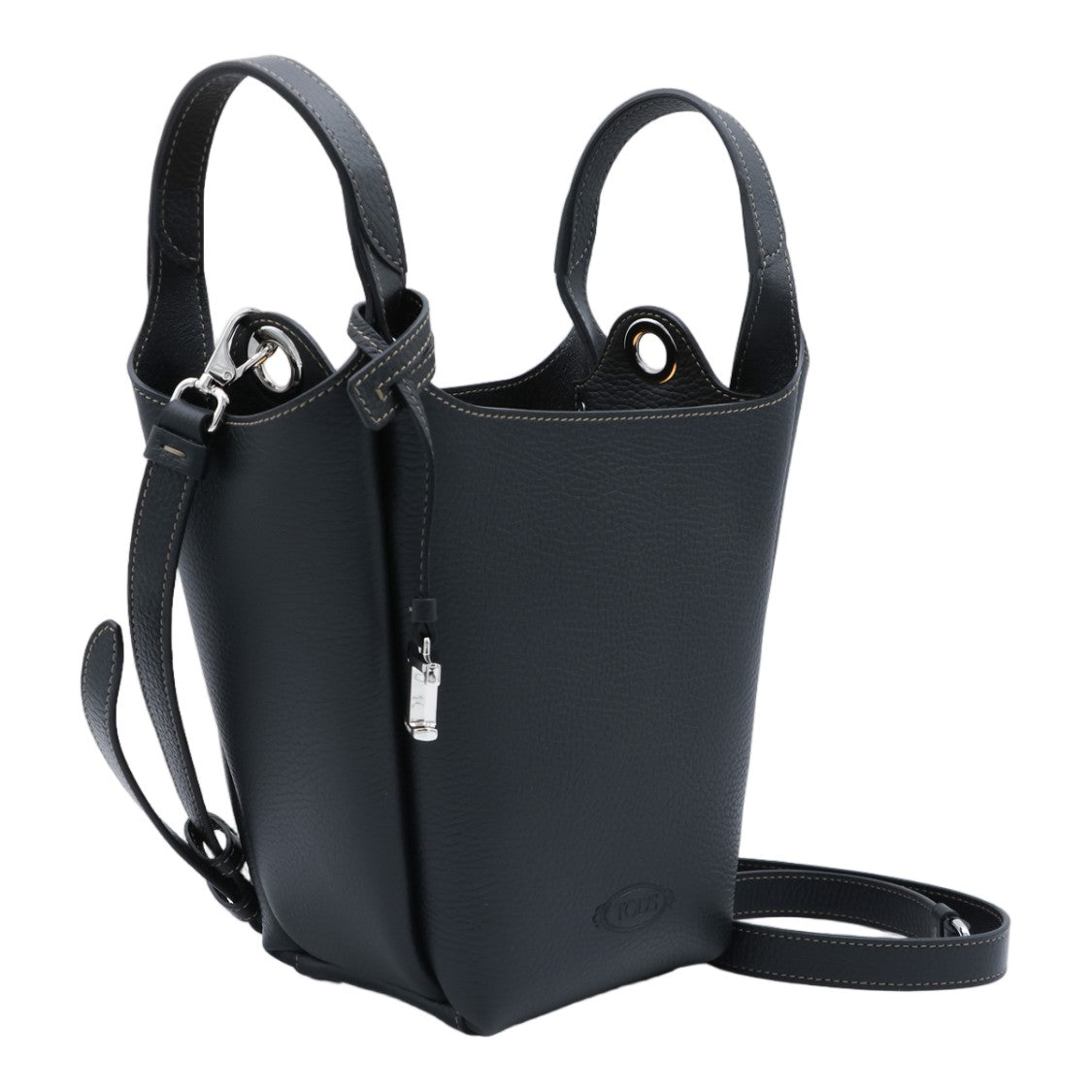 Tod's Structured Pebbled Leather Bucket Bag With Silver Hardware