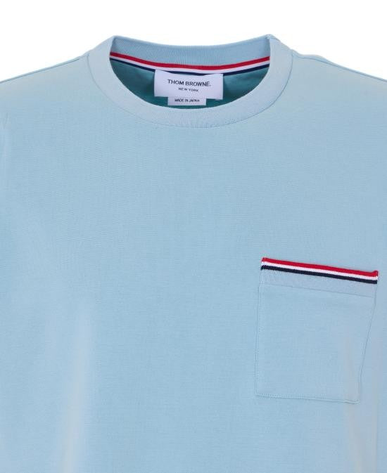 Thom Browne Light Blue Short-Sleeve T-Shirt With Classic Crew Neckline