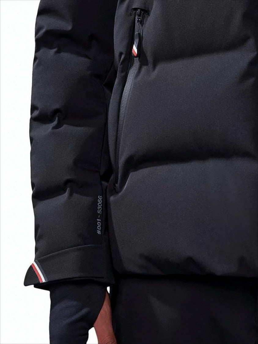 Moncler Matte Black Down Jacket With Detachable Hood