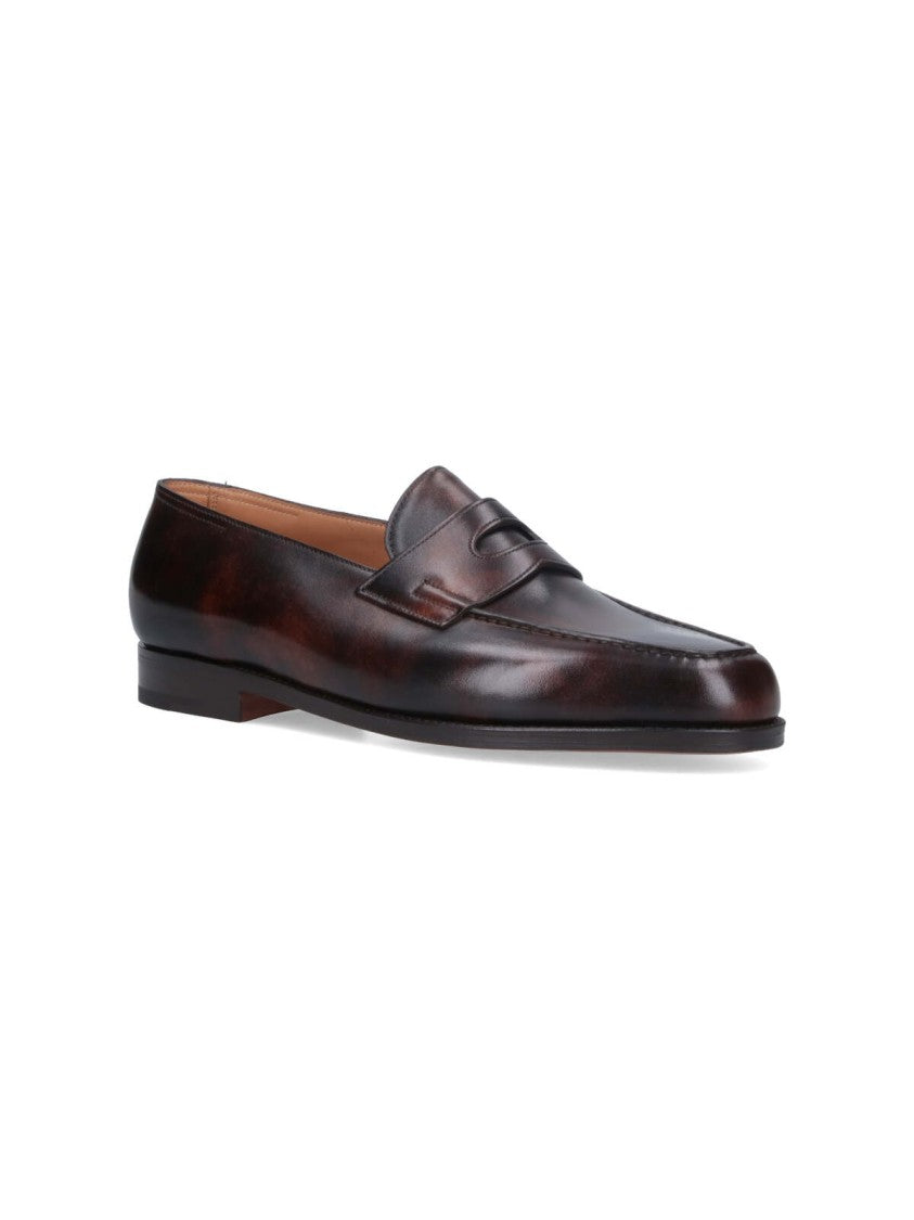 John Lobb Distinguished Cut-Out Detail Brown Leather Lopez Loafers