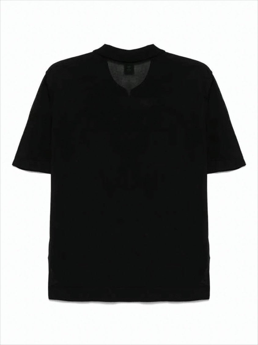 C.P. Company Relaxed-Fit Short-Sleeved Black Sweater With Subtle Collar