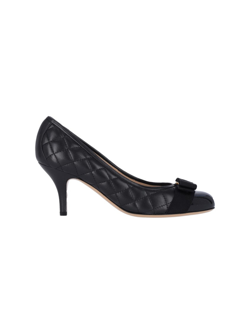 Ferragamo Quilted "Vara" Pumps – Black