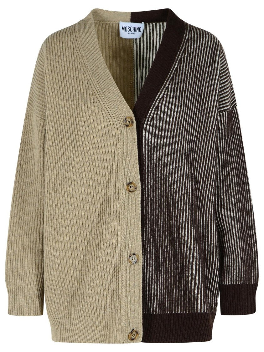 Moschino Jeans Two-Tone Cashmere Blend Cardigan