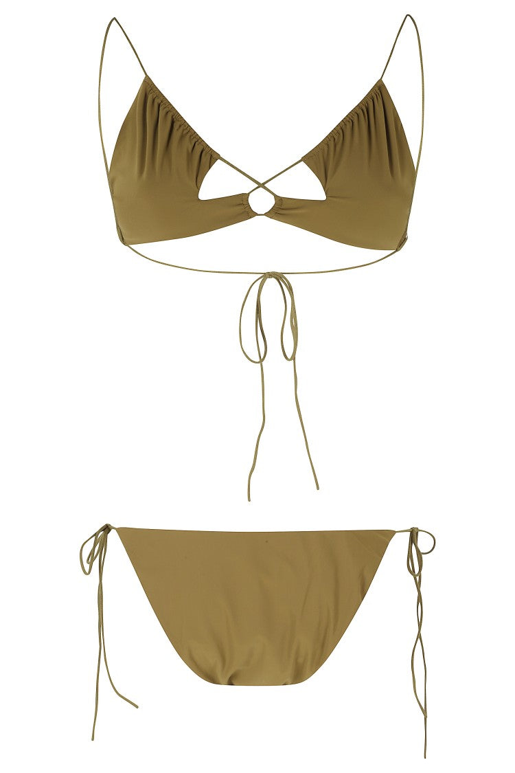 Amazuin Green Kaiss Cut-Out Adjustable Polyamide-Blend Bikini