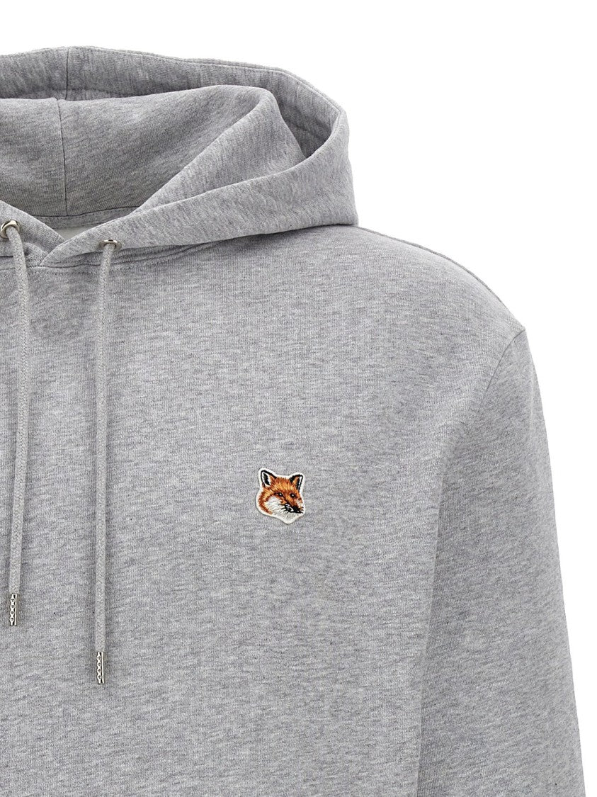 Maison Kitsuné Classic Heather Grey Hoodie With Embroidered Fox Logo