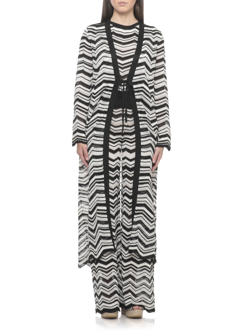 D. Exterior Black Chevron Lurex Cardigan