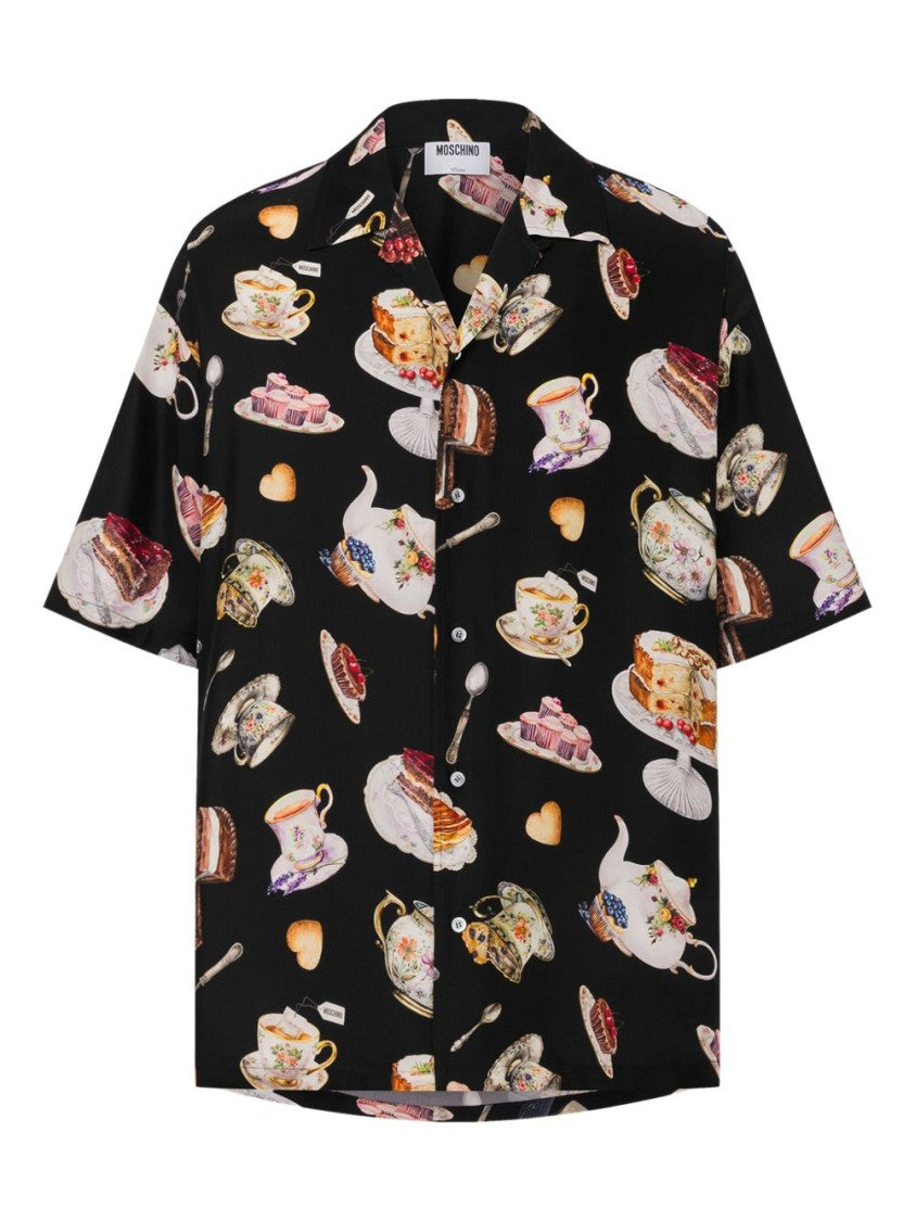 Moschino Black Silk Short-Sleeve Shirt