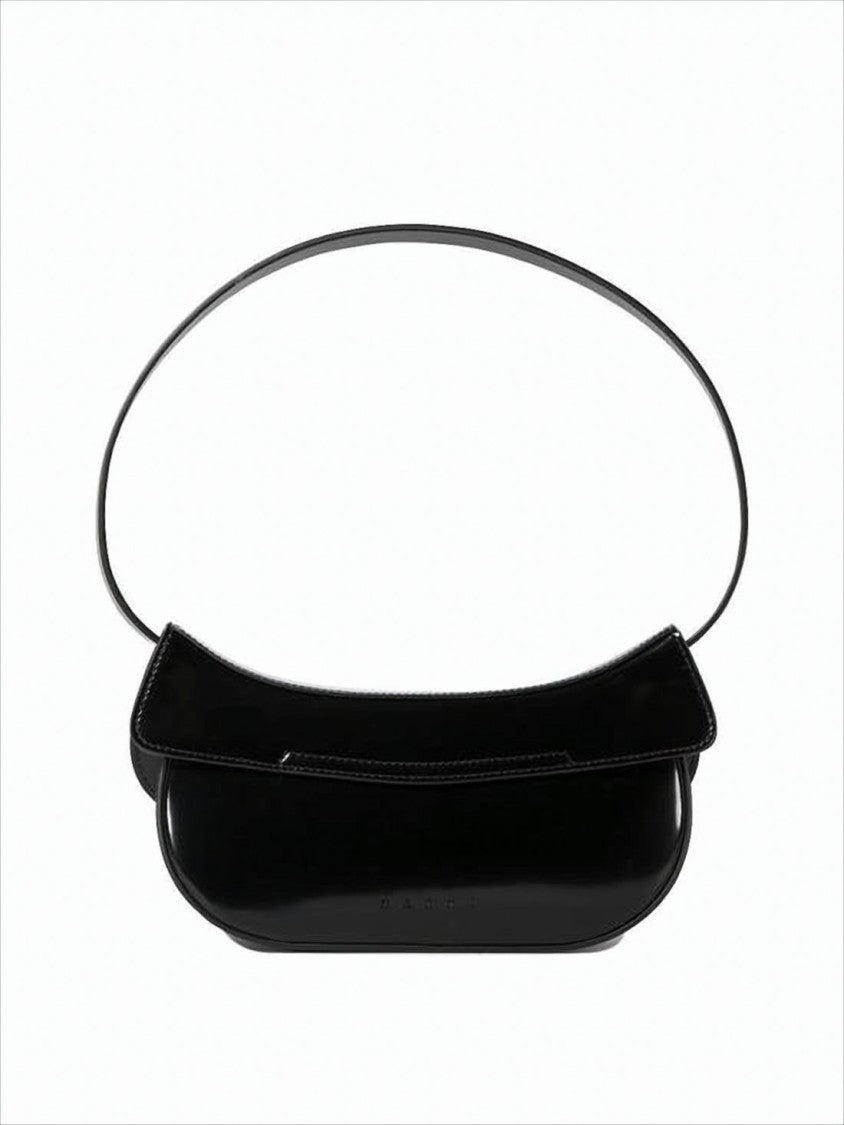 Marni Sophisticated Black Lambskin And Calfskin Shoulder Bag