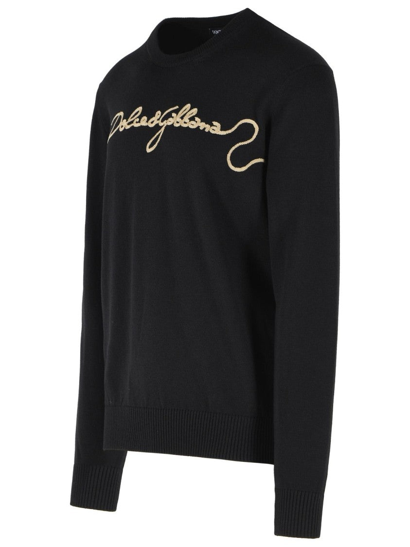 Dolce & Gabbana Classic Black Virgin Wool Sweater With Ribbed Detailing