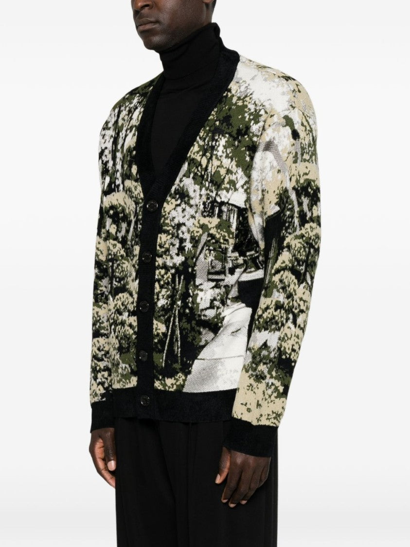 Kenzo Scenic Pattern Cardigan With V-Neckline And Button-Down Front