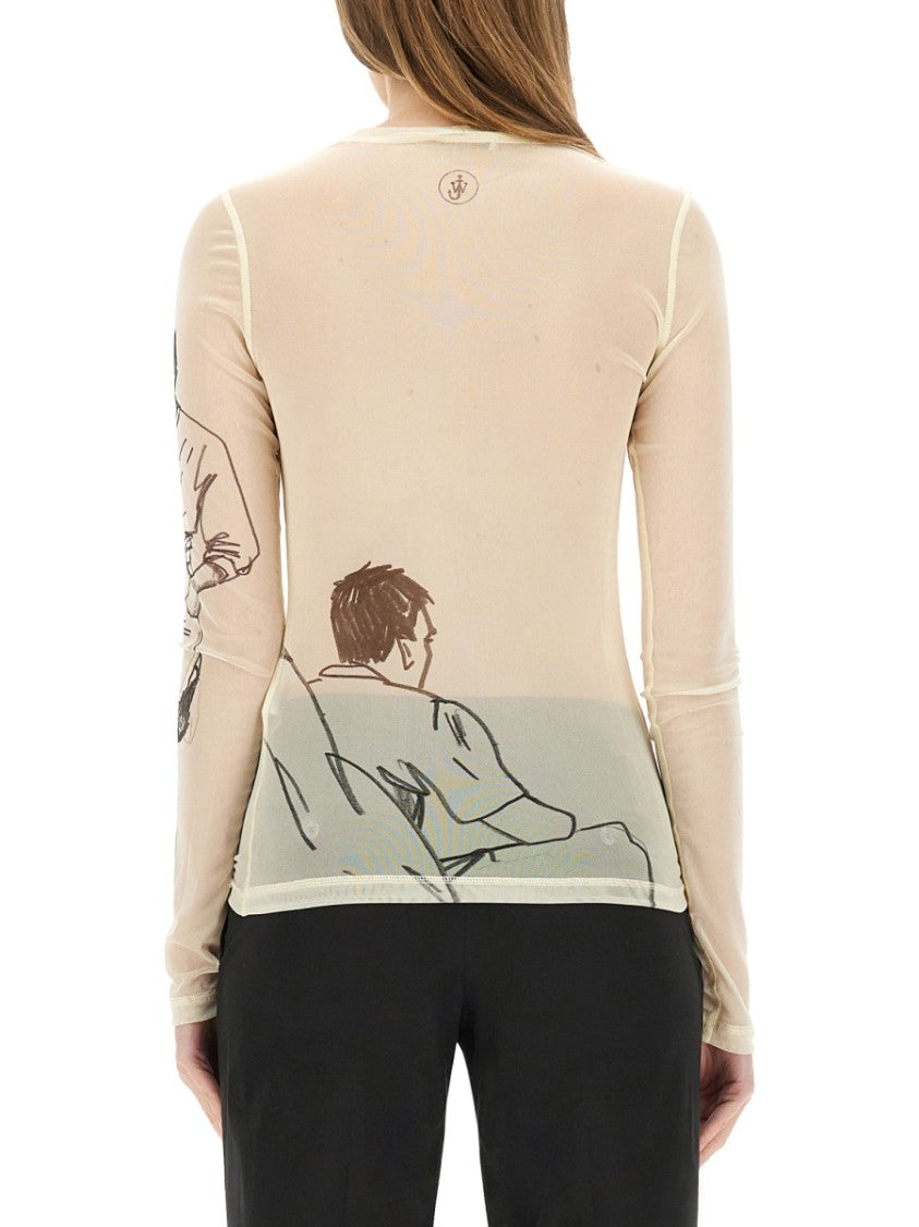 J. W. Anderson Transparent Slim-Fit Top With Artistic Print