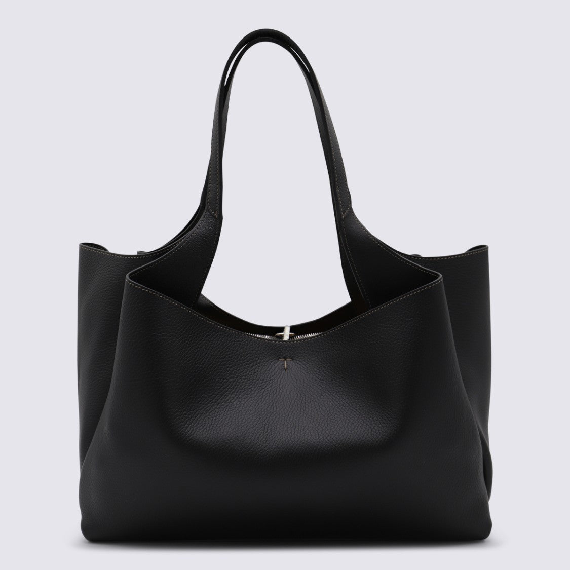 Tod's Textured Black Tote Bag With Sturdy Shoulder Straps