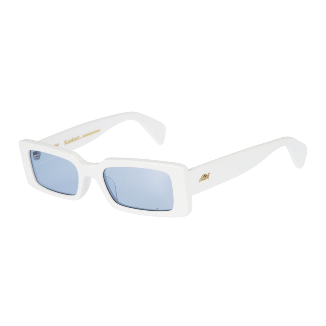 Kador Pin-Up Bold Rectangular Sunglasses With Glossy White Frame
