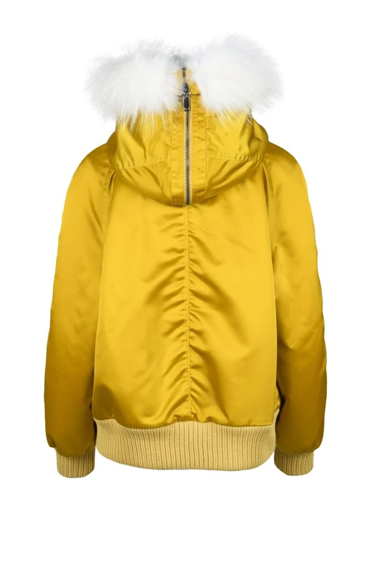 Dondup Padded Bomber Jacket Fur Hood - Black/Orange