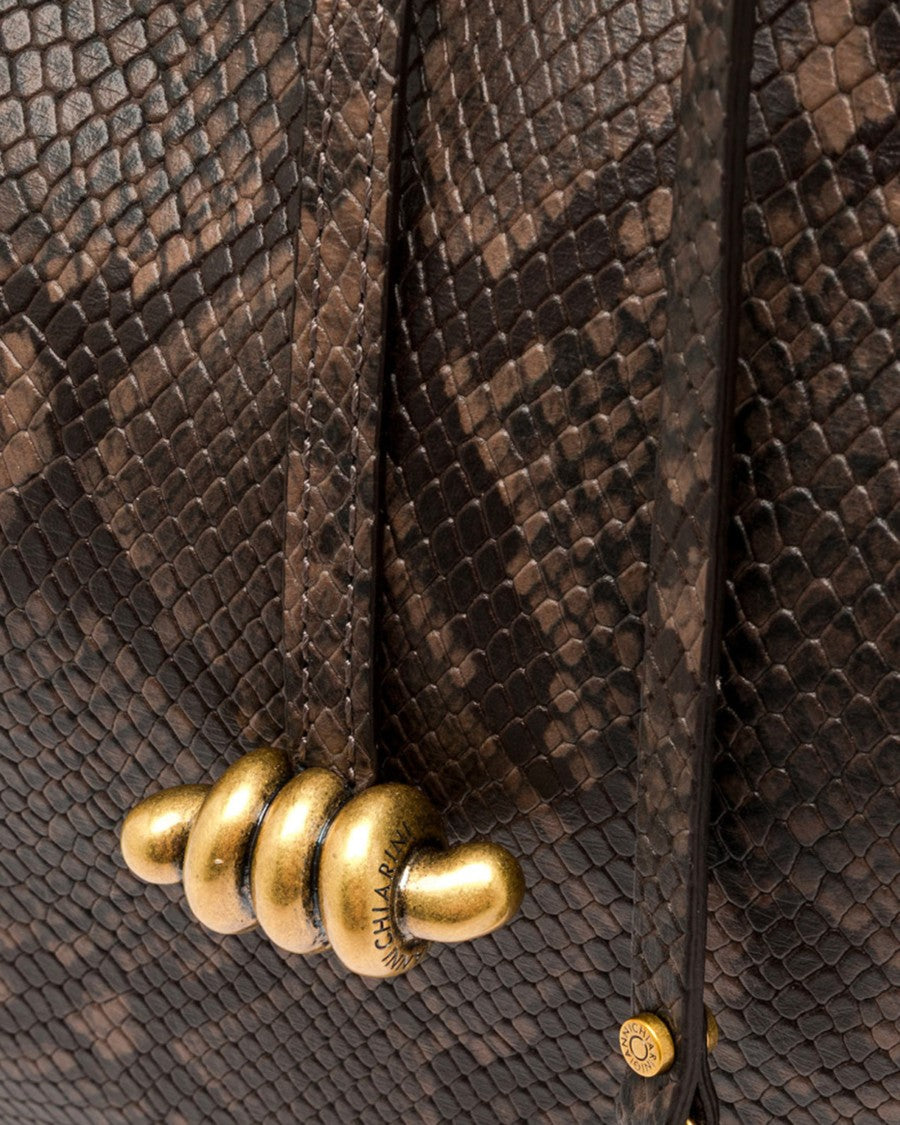 Gianni Chiarini Infinity Python Embossed Leather Handbag