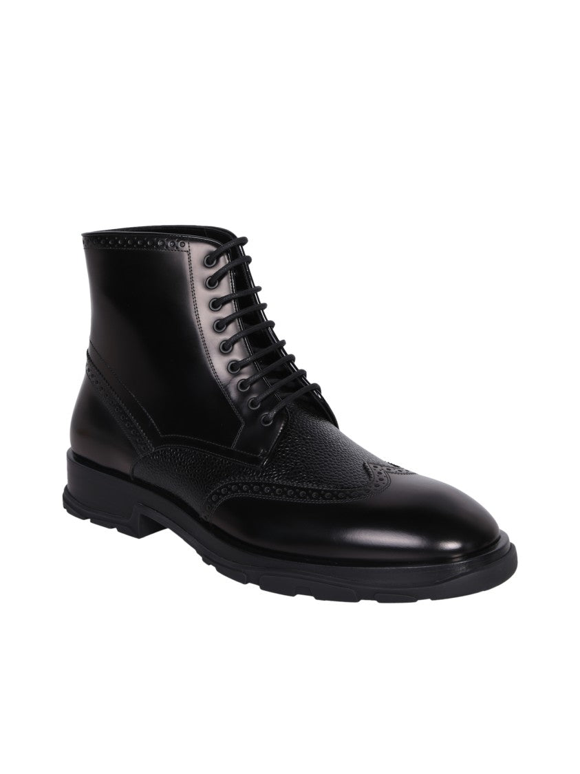 Alexander Mcqueen Black Lace-Up Boots