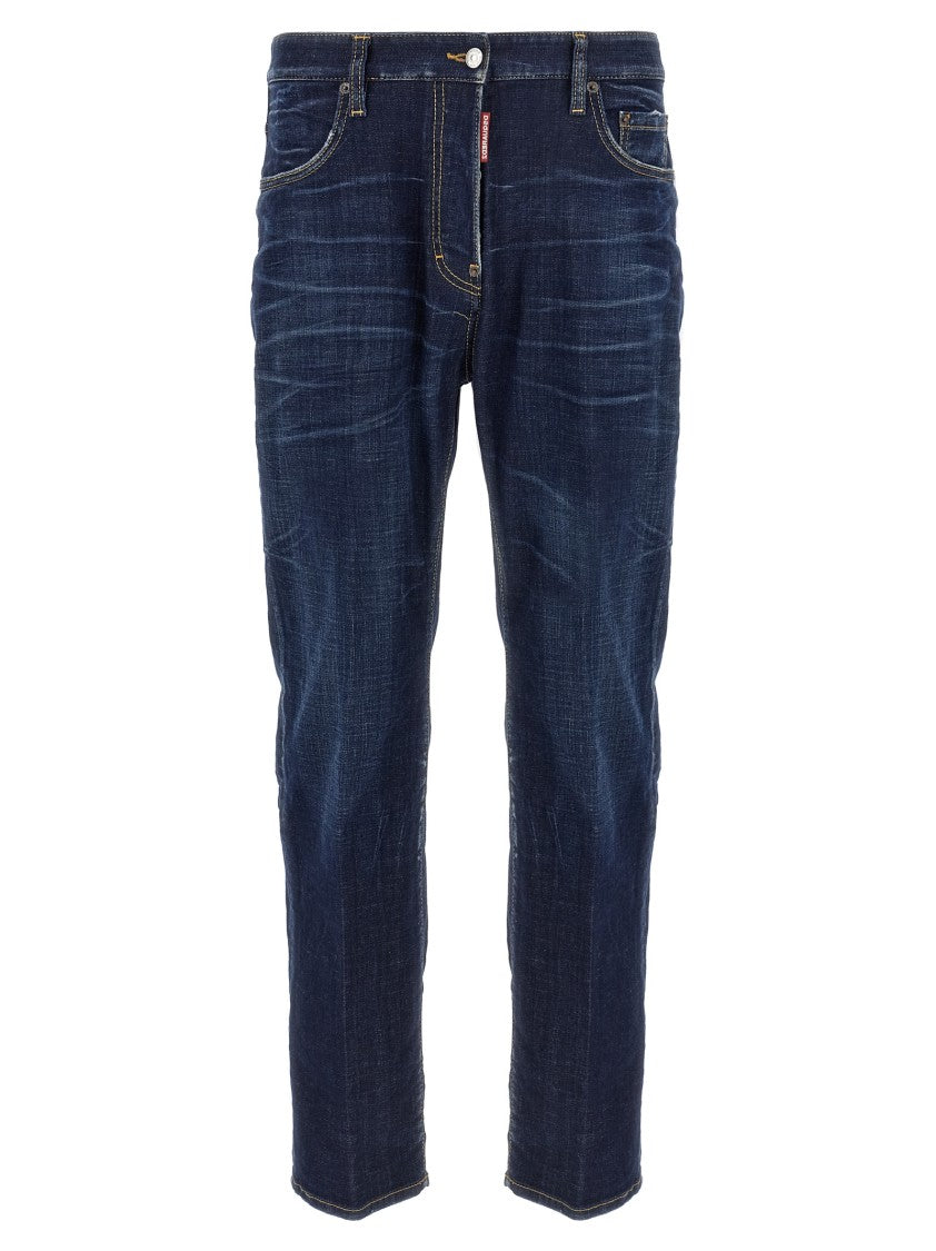 Dsquared2 Stretch Cotton Denim Jeans With Used-Effect Finish